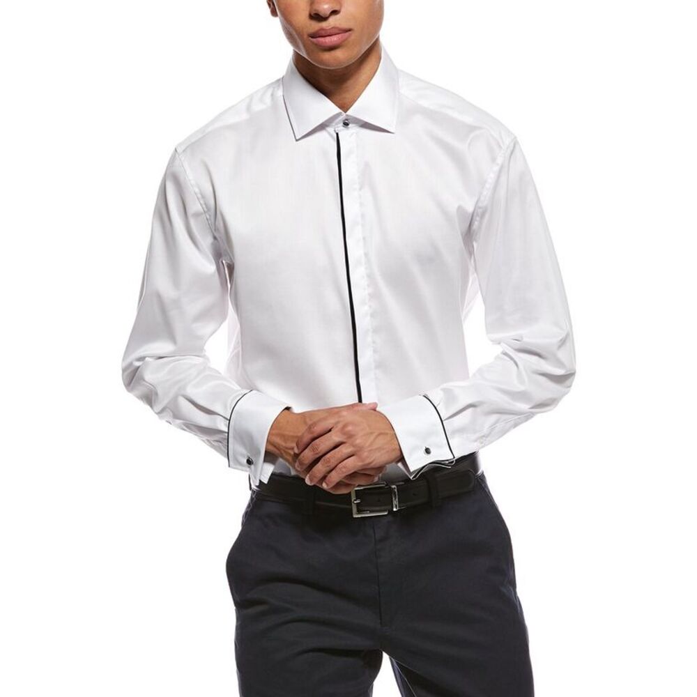 Eterna Mens  Uni Twill Modern Fit Kent Collar Shirt, White